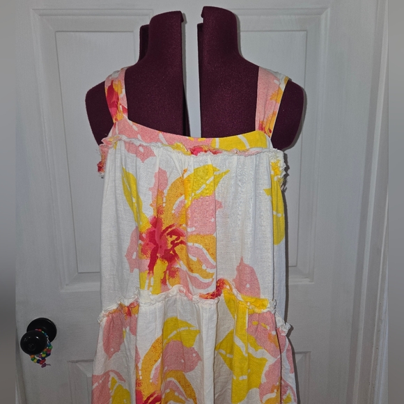 Free People Moonshine Floral XS Distressed Linen Dress - Picture 2 of 11